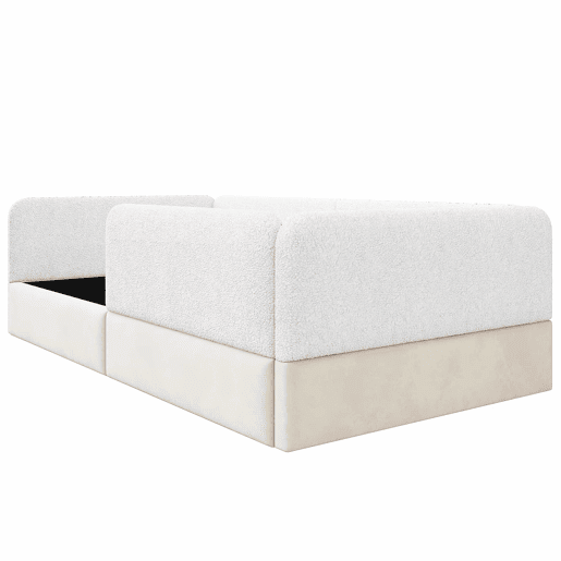 Cama de plataforma estofada 90x200 - com grade de segurança e saco de arrumação - branco