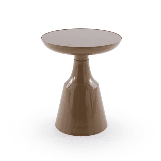 Mesa auxiliar de metal cor castanha com vidro