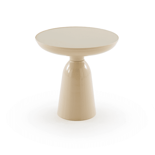 Mesa auxiliar de metal cor bege com vidro Mesa auxiliar de metal cor bege com vidro