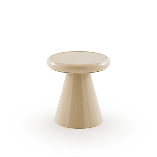 Mesa auxiliar de metal cor bege com vidro Mesa auxiliar de metal cor bege com vidro