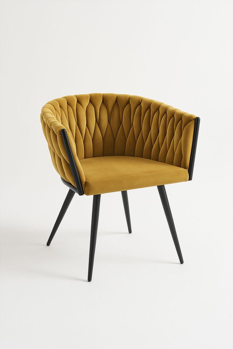 Silla Widny Black Terciopelo Mostaza