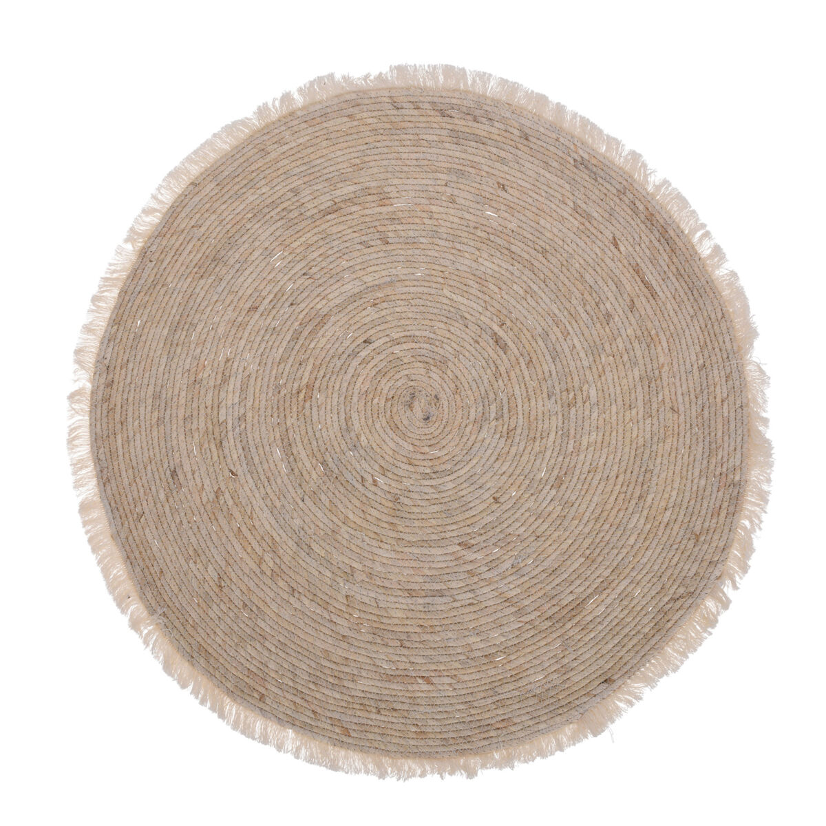 Alfombra redonda de hoja de maíz con flecos - decoración natural y elegante para tu hogar (80cm)