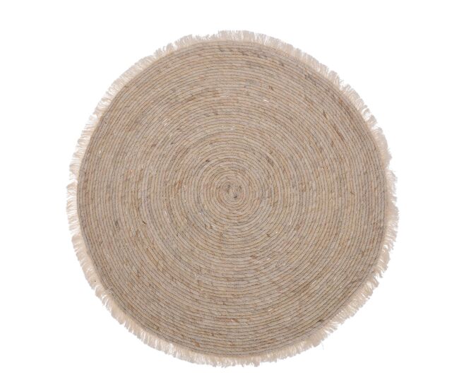 Alfombra redonda de hoja de maíz con flecos - decoración natural y elegante para tu hogar (80cm)