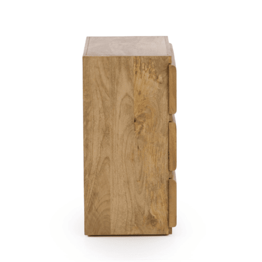 Mesa de cabeceira com 3 gavetas em madeira maciça de manga