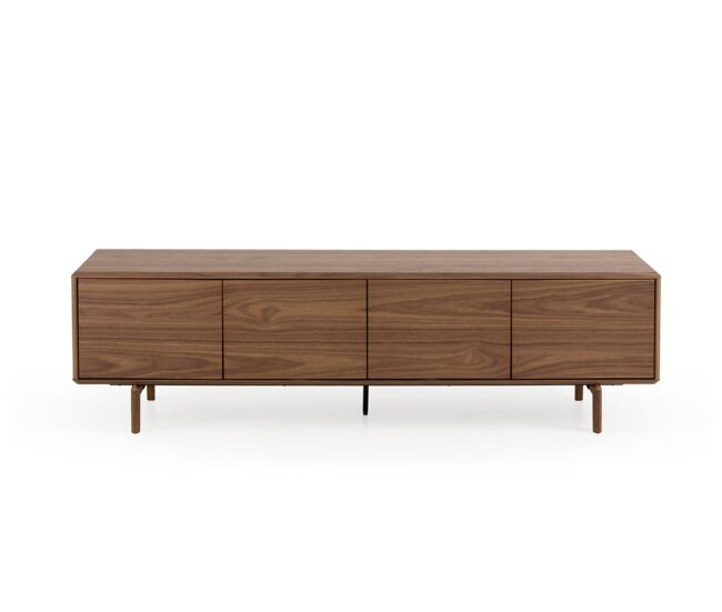 Mueble tv 4 puertas chapado en nogal con patas de madera
