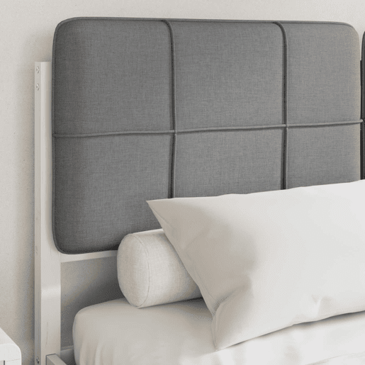 Estrutura de Cama de casal moderno com Cabeceira Estofada Cinzento-claro
