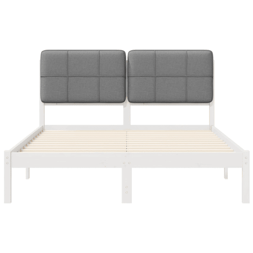 Estrutura de Cama de casal moderno com Cabeceira Estofada Cinzento-claro