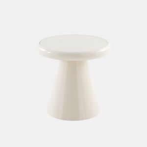 Mesa auxiliar de metal cor creme com vidro