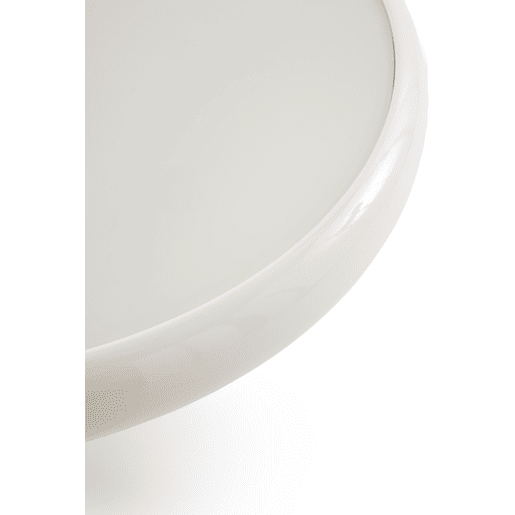 Mesa auxiliar de metal cor creme com vidro