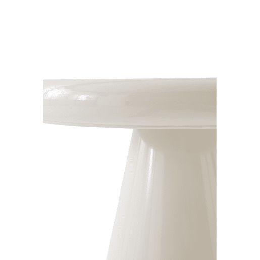 Mesa auxiliar de metal cor creme com vidro
