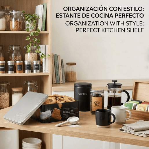 Lata de Biscoitos Well Home em Metal Relevo - Edição Preta