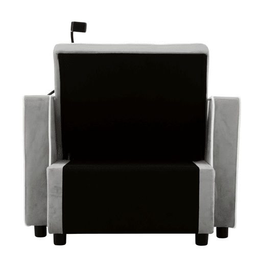 Poltrona retrátil de veludo - com suporte para copos + suporte para telemóvel - Cinzento claro