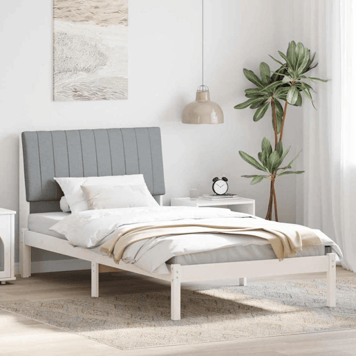 Estrutura de cama de solteiro para adultos com Cabeceira - Branco 100 x 200 cm