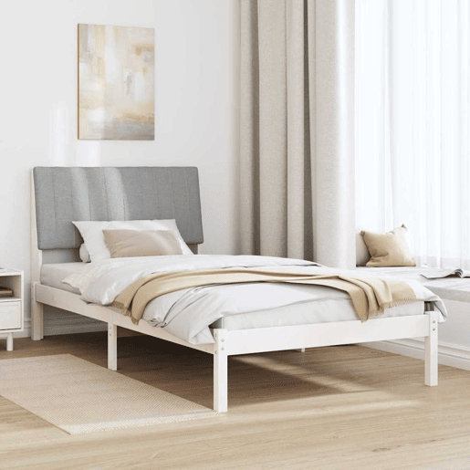 Estrutura de cama de solteiro para adultos com Cabeceira - Branco 100 x 200 cm