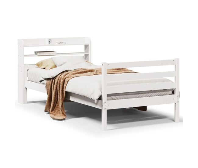 Estructura de cama individual para adultos con cabecero blanco 100x200 cm