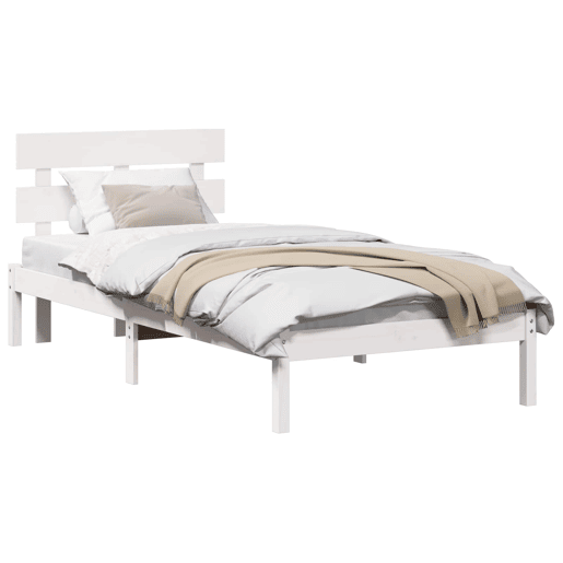 Estrutura de cama de solteiro - Branco 90 x 200 cm Madeira de pinho maciça