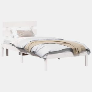 Estrutura de cama de solteiro - Branco 90 x 200 cm Madeira de pinho maciça