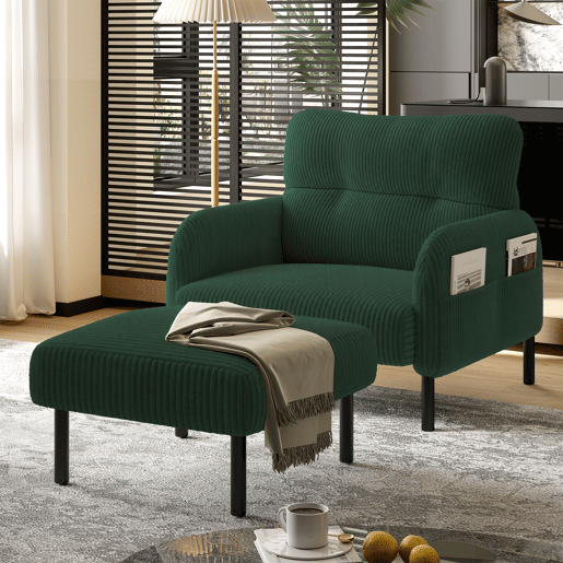 Pufe com cordão premium - Tamanho único - Com estrutura metálica, estofado em veludo ultra macio, versátil como apoio para os pés, assento ou mesa auxiliar - Esmeralda