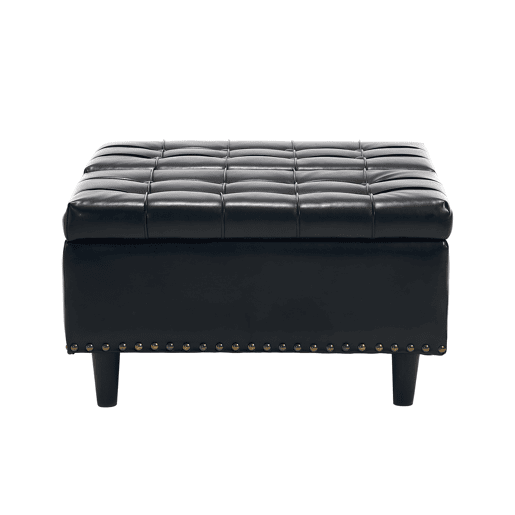 Banco de arrumação quadrado 75x75 cm - assento rebatível com espaço de arrumação - PU preto