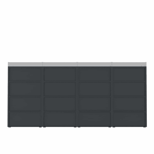Contentor de lixo exterior 132x80x124,5 cm - com orifícios de ventilação em forma de losango, 4 portas, compartimentos fechados com chave e superfície para plantas - Cinza e Madeira