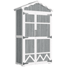 Outsunny Armário de Jardim de Madeira 105x55x179 cm Abrigo de Exterior Impermeável Armário Exterior Ferramentas com Portas 4 Prateleiras Extraíveis Tecto Metal Galvanizado Pés Ajustáveis Cinza