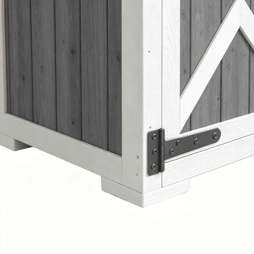 Outsunny Armário de Jardim de Madeira 105x55x179 cm Abrigo de Exterior Impermeável Armário Exterior Ferramentas com Portas 4 Prateleiras Extraíveis Tecto Metal Galvanizado Pés Ajustáveis Cinza