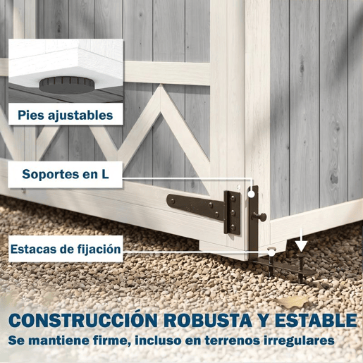 Outsunny Armário de Jardim de Madeira 105x55x179 cm Abrigo de Exterior Impermeável Armário Exterior Ferramentas com Portas 4 Prateleiras Extraíveis Tecto Metal Galvanizado Pés Ajustáveis Cinza