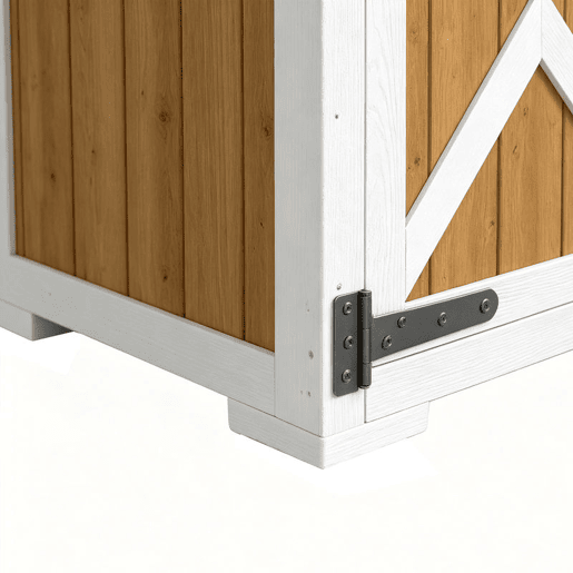 Outsunny Armário de Jardim de Madeira 105x55x179 cm Abrigo de Exterior Impermeável Armário Exterior Ferramentas com Portas 4 Prateleiras Extraíveis Tecto Metal Galvanizado Pés Ajustáveis Madeira