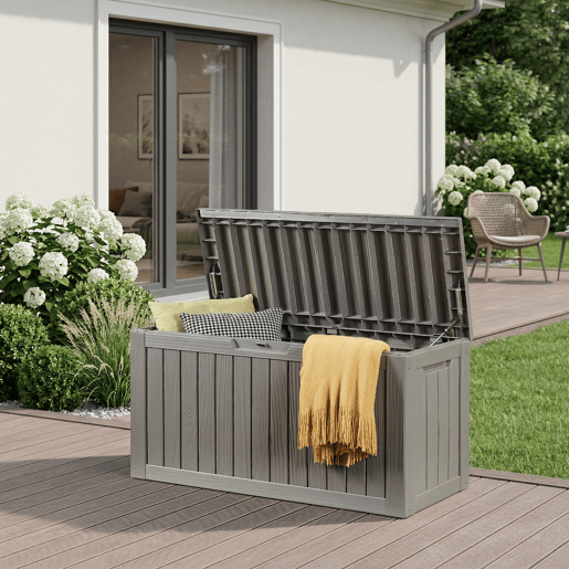 Caixa de arrumação Vades 300 L plástico 117x47x59 cm Cinzento claro casa.pro