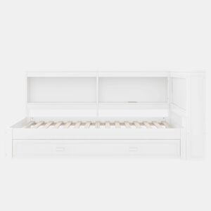 Cama de dia 90x200 cm - Sofá-cama, com cama extraível, com luzes LED, 1 USB, 1 Tipo-C, Branco