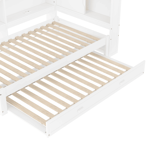 Cama de dia 90x200 cm - Sofá-cama, com cama extraível, com luzes LED, 1 USB, 1 Tipo-C, Branco