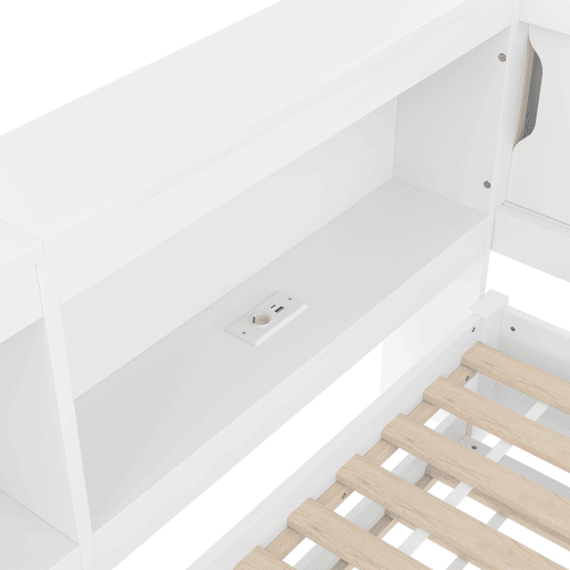 Cama de dia 90x200 cm - Sofá-cama, com cama extraível, com luzes LED, 1 USB, 1 Tipo-C, Branco