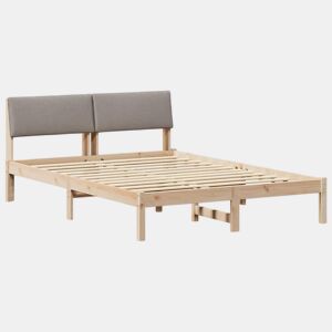 Estrutura de cama de casal com cabeceira - Marrom e taupe 135 x 190 cm