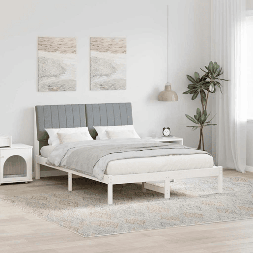 Estrutura da Cama de casal simple com cabeceira Branco 135 x 190 cm