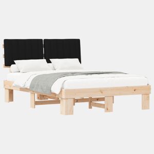 Estrutura de Cama de casal moderno com Cabeceira Estofada Preto 140 x 190 cm