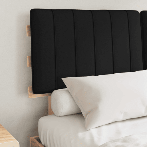 Estrutura de Cama de casal moderno com Cabeceira Estofada Preto 140 x 190 cm