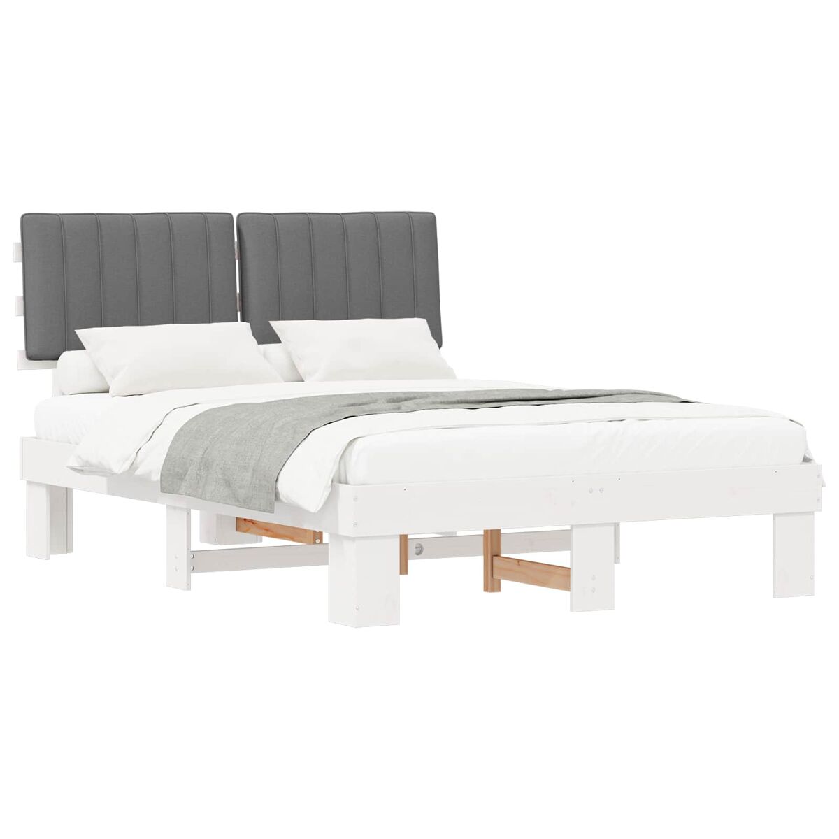 Estructura de cama matrimonial 143x201 Blanco/ Gris Claro