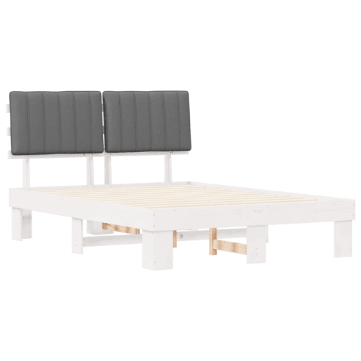 Estrutura de Cama de casal moderno com Cabeceira Estofada Cinzento-claro