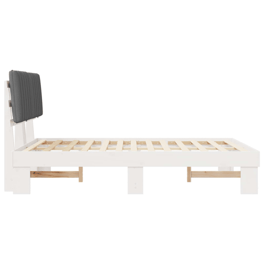Estrutura de Cama de casal moderno com Cabeceira Estofada Cinzento-claro