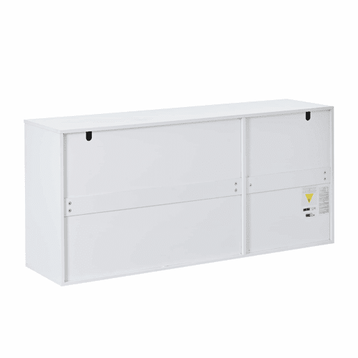 Aparador de sala 150 x 40 x 70 cm - móvel de arrumação com 3 portas, portas com design e LED, acabamento alto brilho - branco