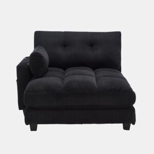Poltrona de palma de 1 lugar - almofadas macias, apoios de braços com almofadas, encosto ajustável, bolsos laterais - Preto