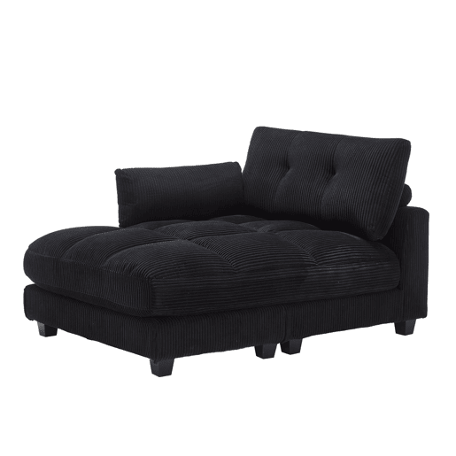 Poltrona de palma de 1 lugar - almofadas macias, apoios de braços com almofadas, encosto ajustável, bolsos laterais - Preto