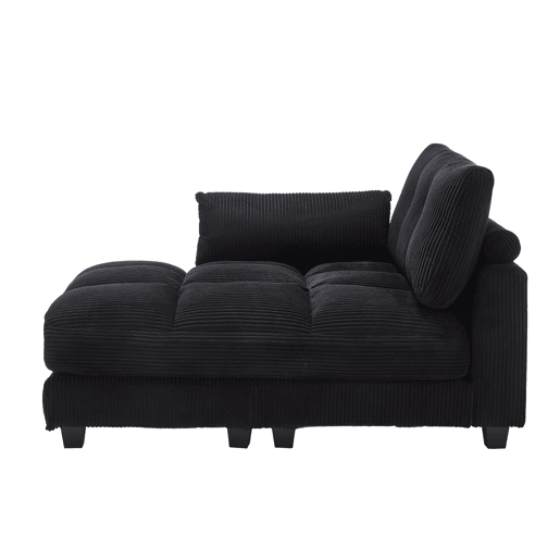 Poltrona de palma de 1 lugar - almofadas macias, apoios de braços com almofadas, encosto ajustável, bolsos laterais - Preto