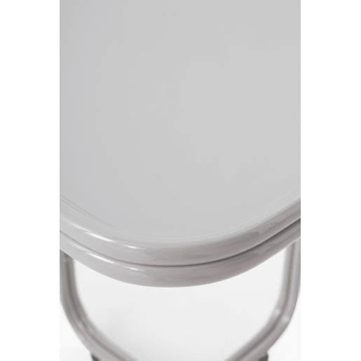 Mesa auxiliar de metal cor cinza com vidro