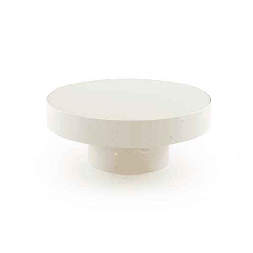 Mesa auxiliar de metal cor creme com vidro