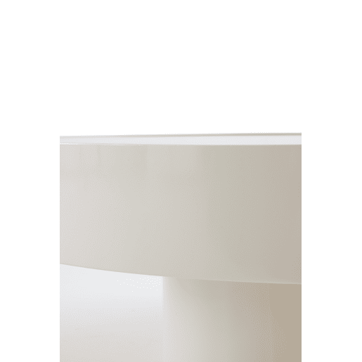 Mesa auxiliar de metal cor creme com vidro