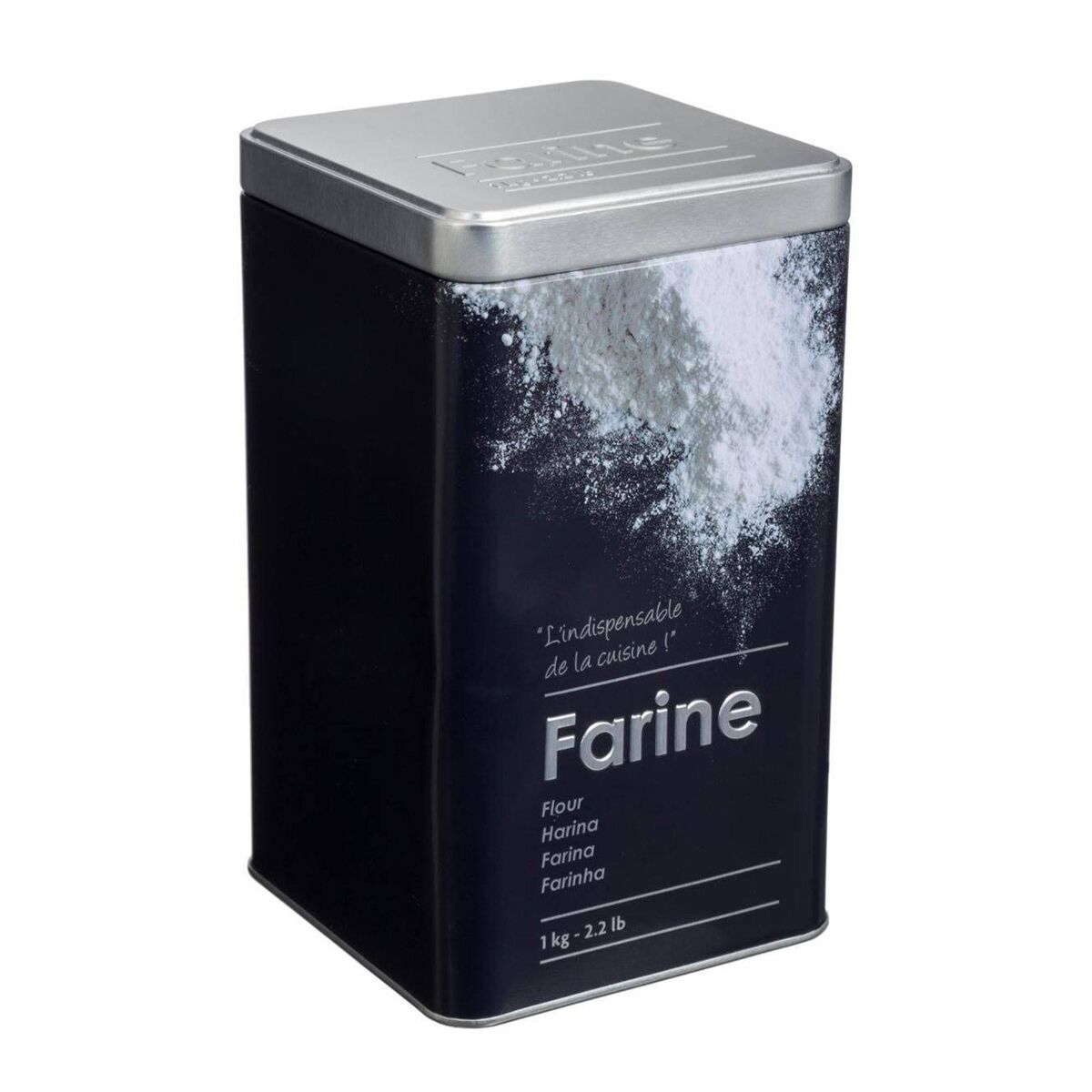 Well Home Bote para harina de metal en relieve Black Edition