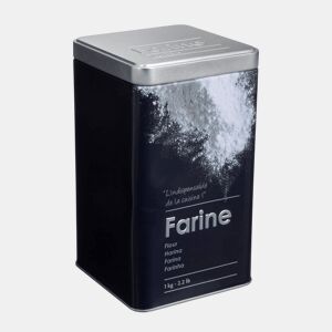 Pote de farinha Well Home em metal com relevo, edição preta.