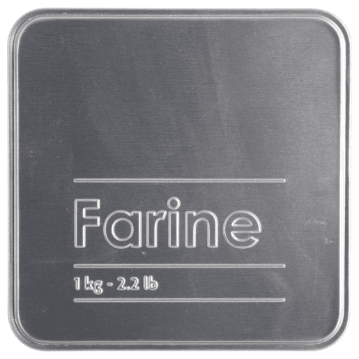 Pote de farinha Well Home em metal com relevo, edição preta.