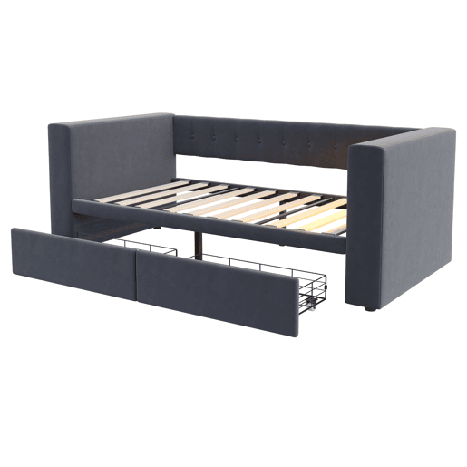 Cama multifuncional 90x190 cm - Com iluminação LED, tomada elétrica, grande espaço de armazenamento - Cinza escuro